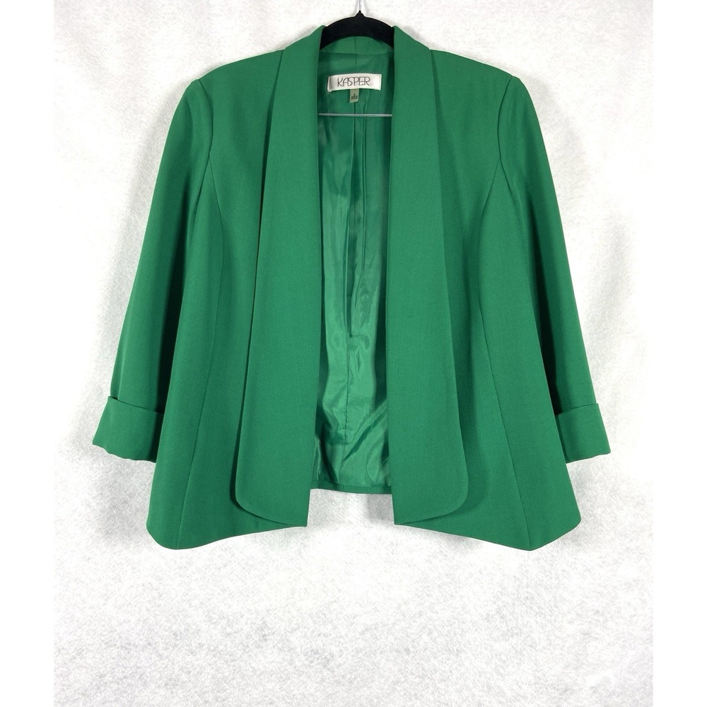 Kasper Jacket Women's 8 Green Open Blazer Long Sleeves Church Career